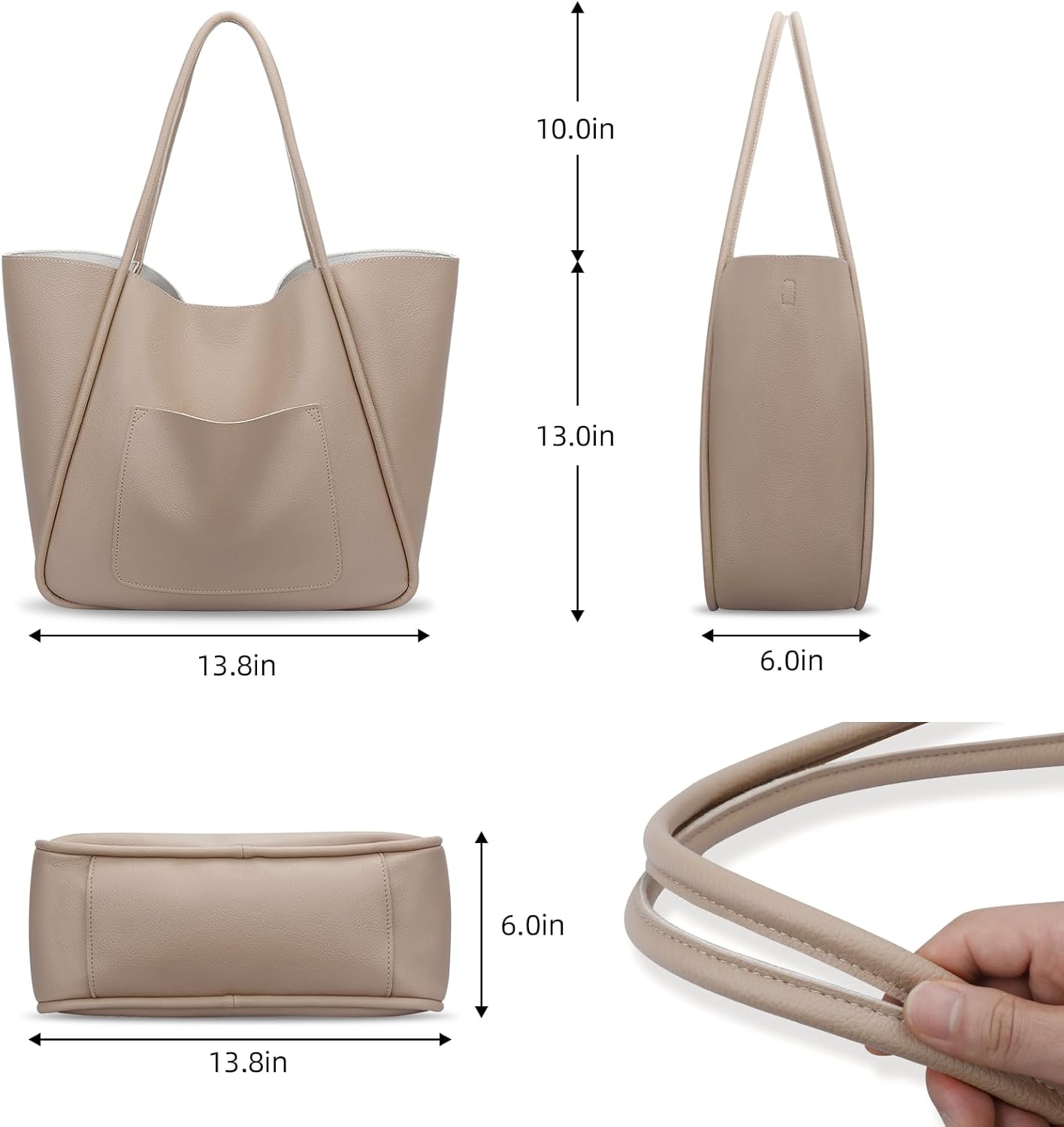 Large Vegan Leather Tote Bag