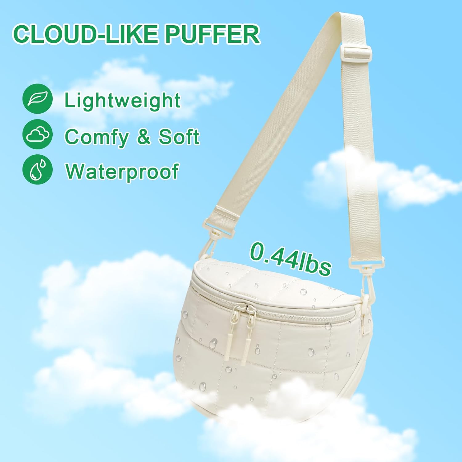 Quilted Puffer Sling Fanny Pack (Black)