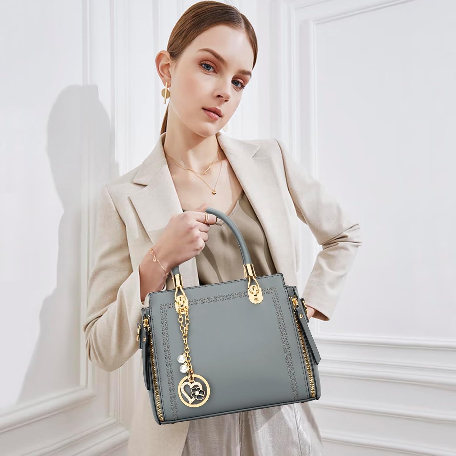 Vegan Leather Satchel Handbag