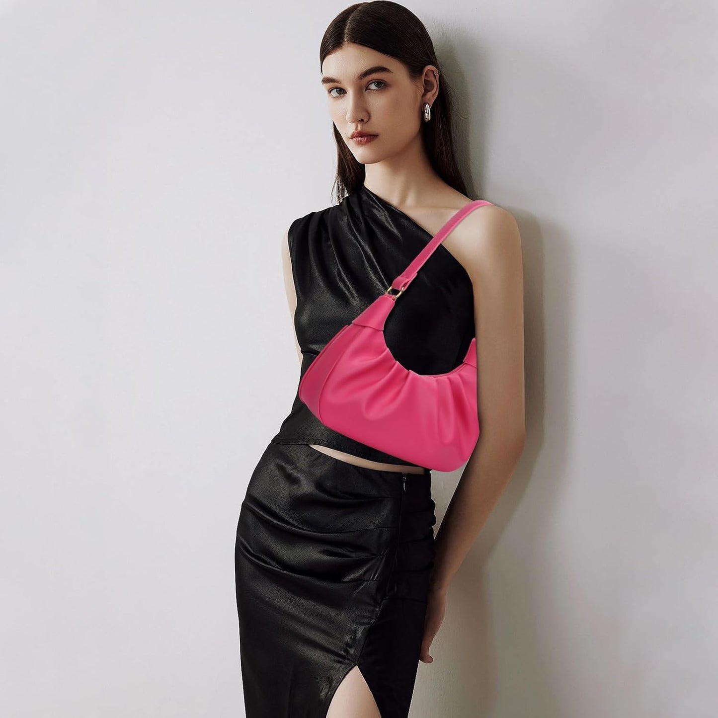 Crescent Ruched Shoulder Bag