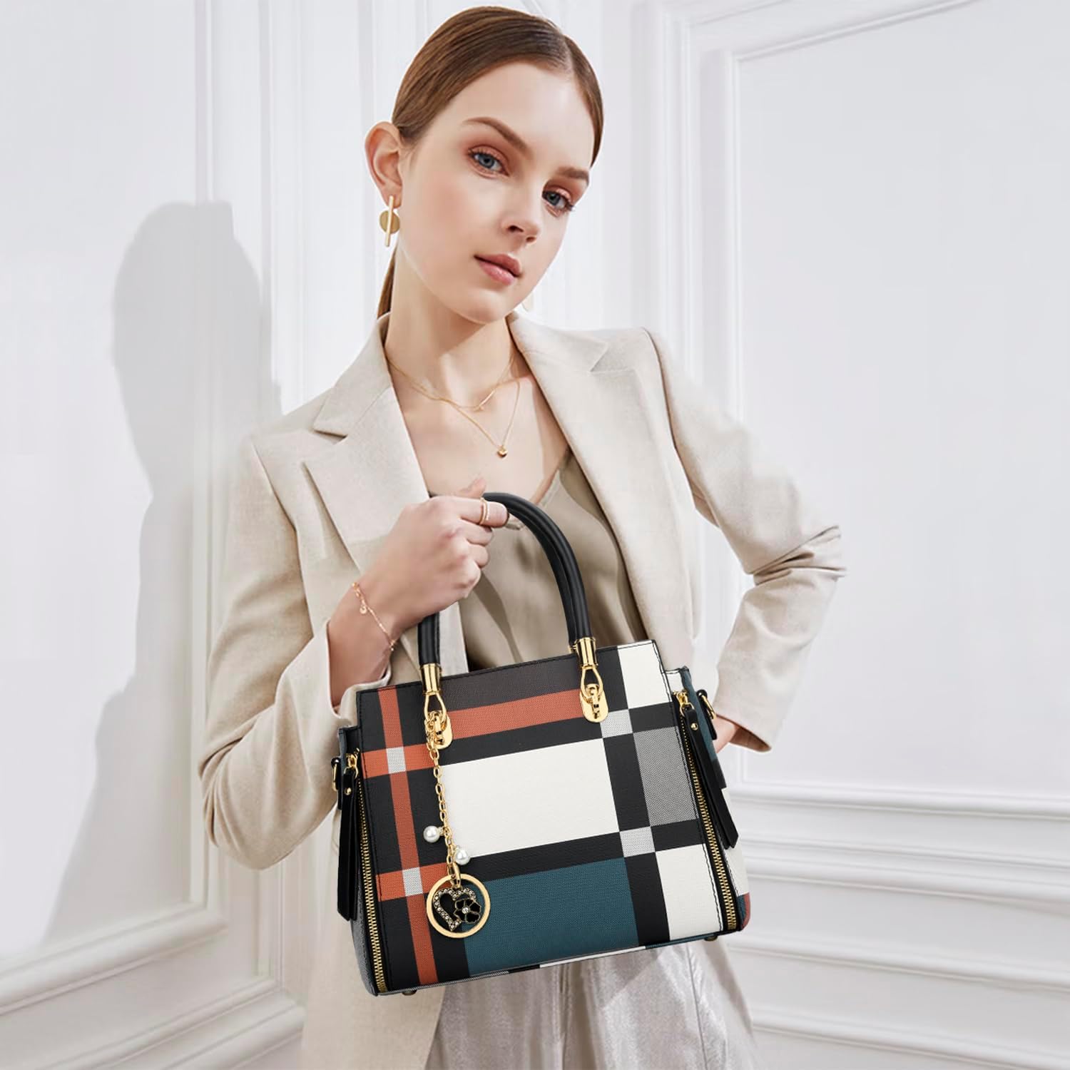 Vegan Leather Satchel Handbag