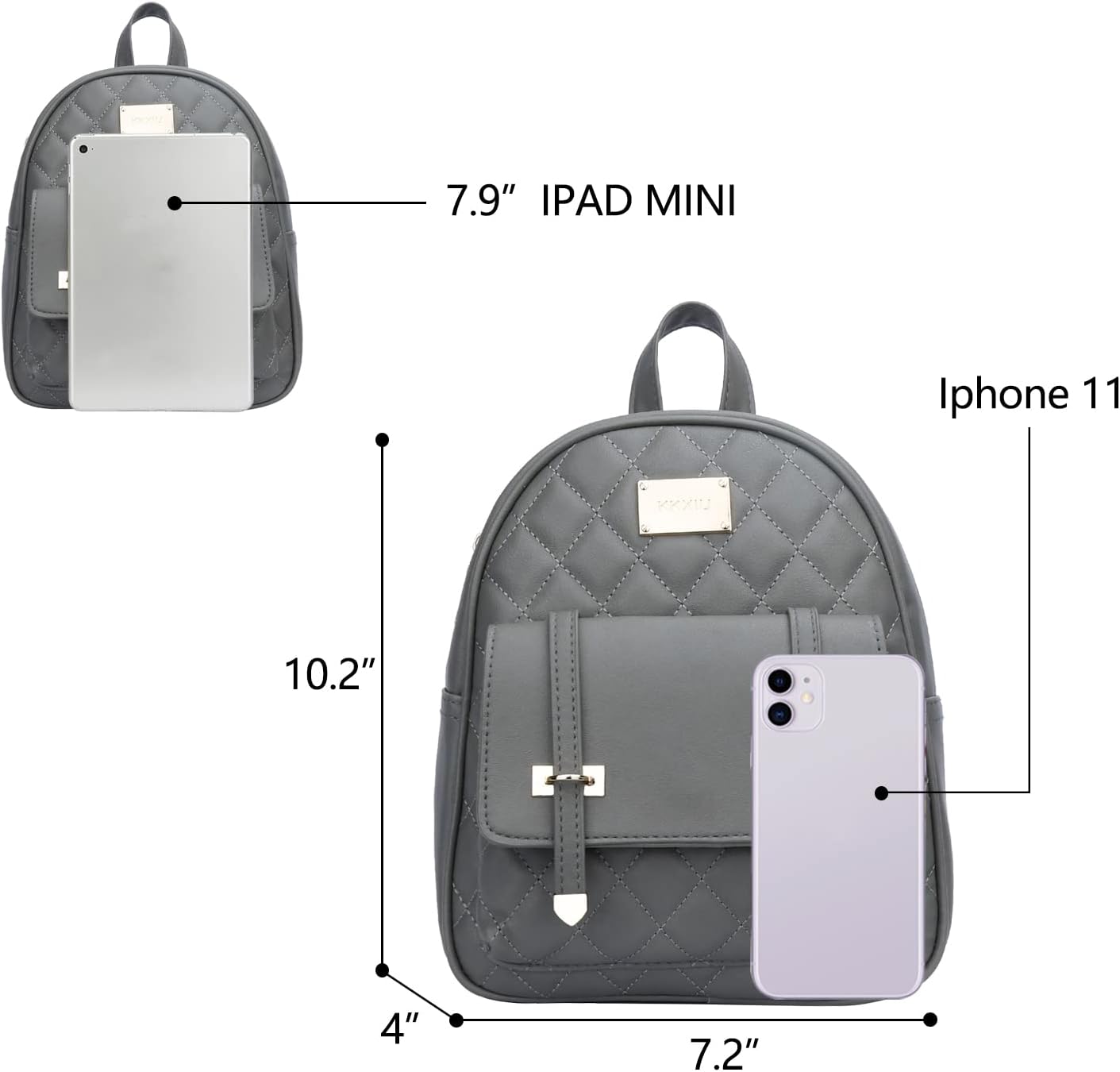 Quilted Mini Backpack Purse (White)