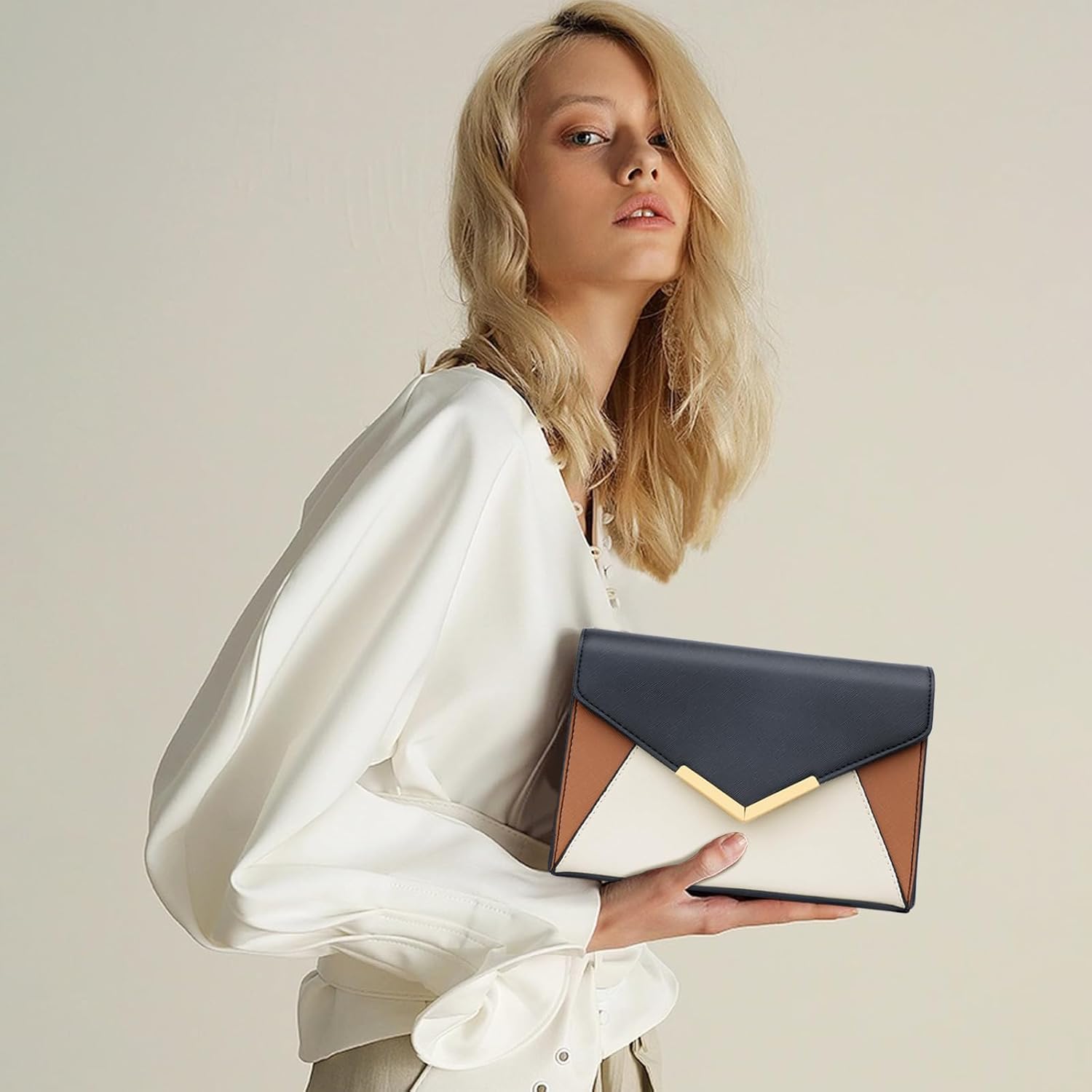 Faux Leather Envelope Clutch