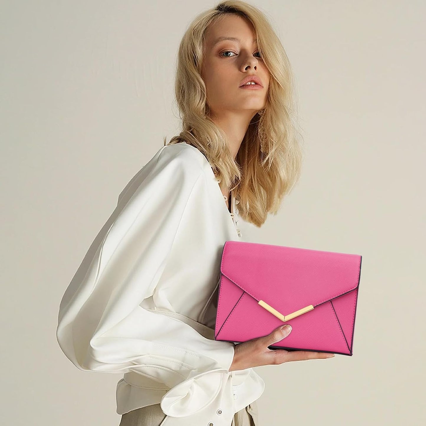Faux Leather Envelope Clutch