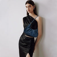 Crescent Ruched Shoulder Bag