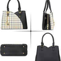 Triple-Compartment Satchel Handbag