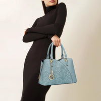 Triple-Compartment Satchel Handbag