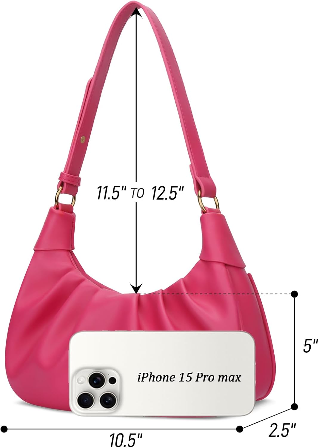 Crescent Ruched Shoulder Bag