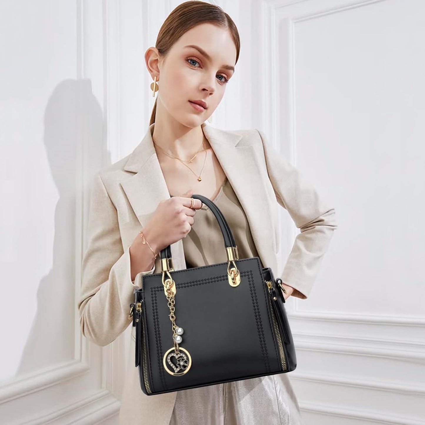 Vegan Leather Satchel Handbag