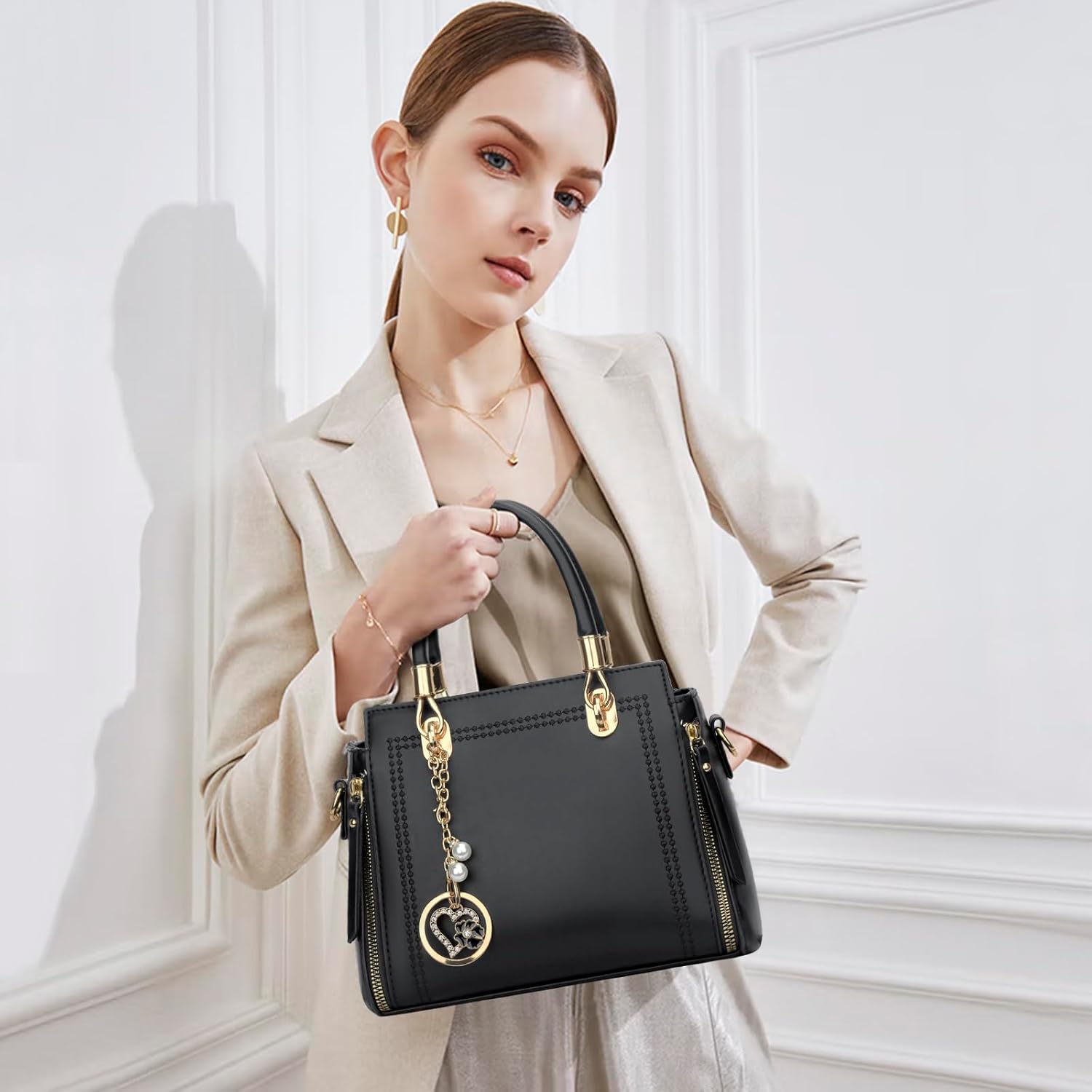 Vegan Leather Satchel Handbag