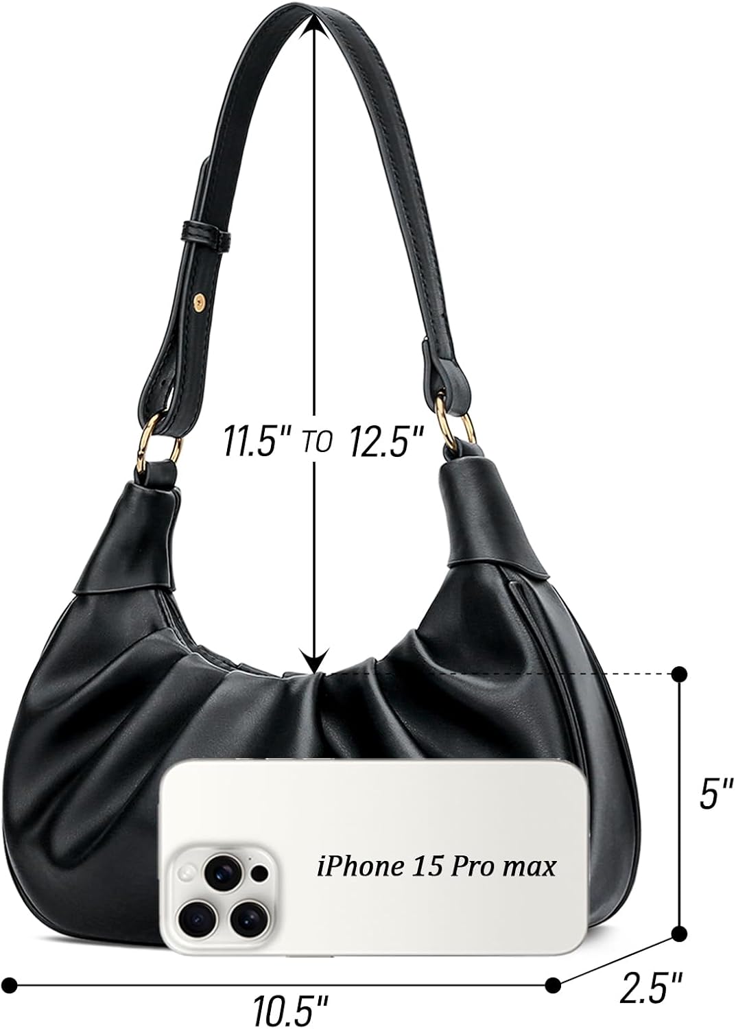 Crescent Ruched Shoulder Bag