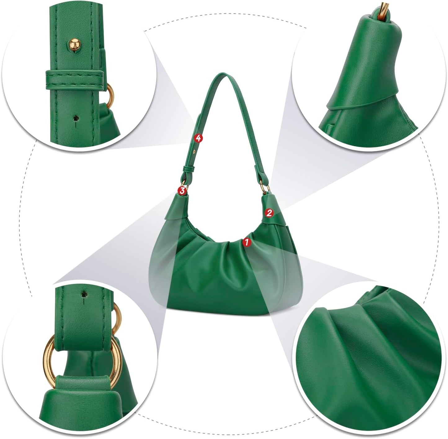 Crescent Ruched Shoulder Bag