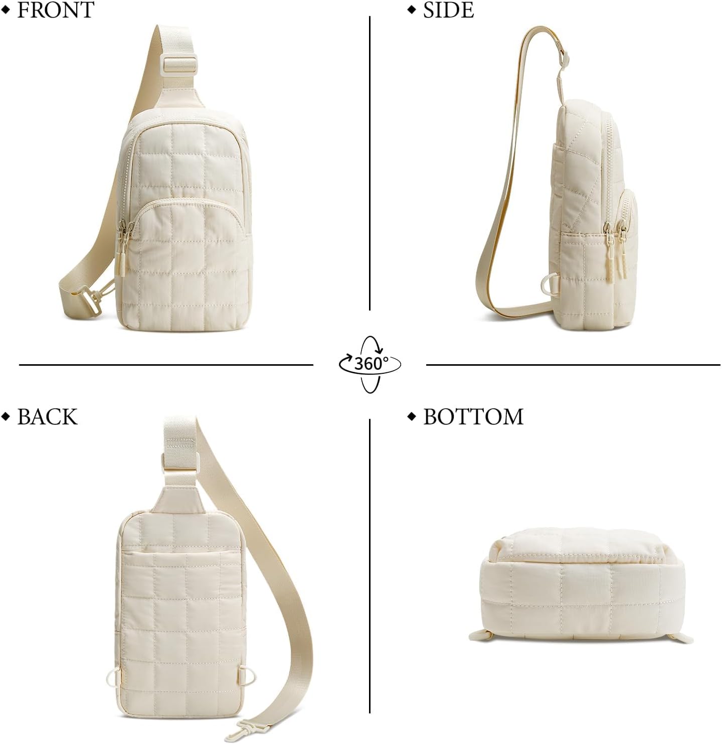 Quilted Puffer Sling Crossbody (Black)