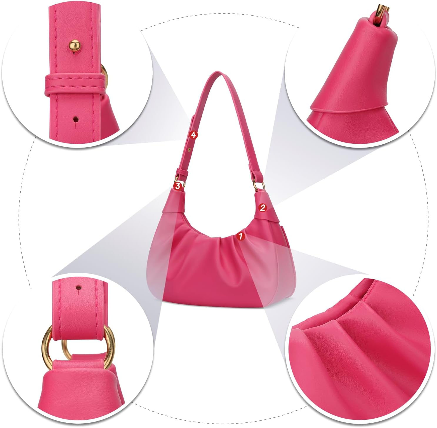 Crescent Ruched Shoulder Bag