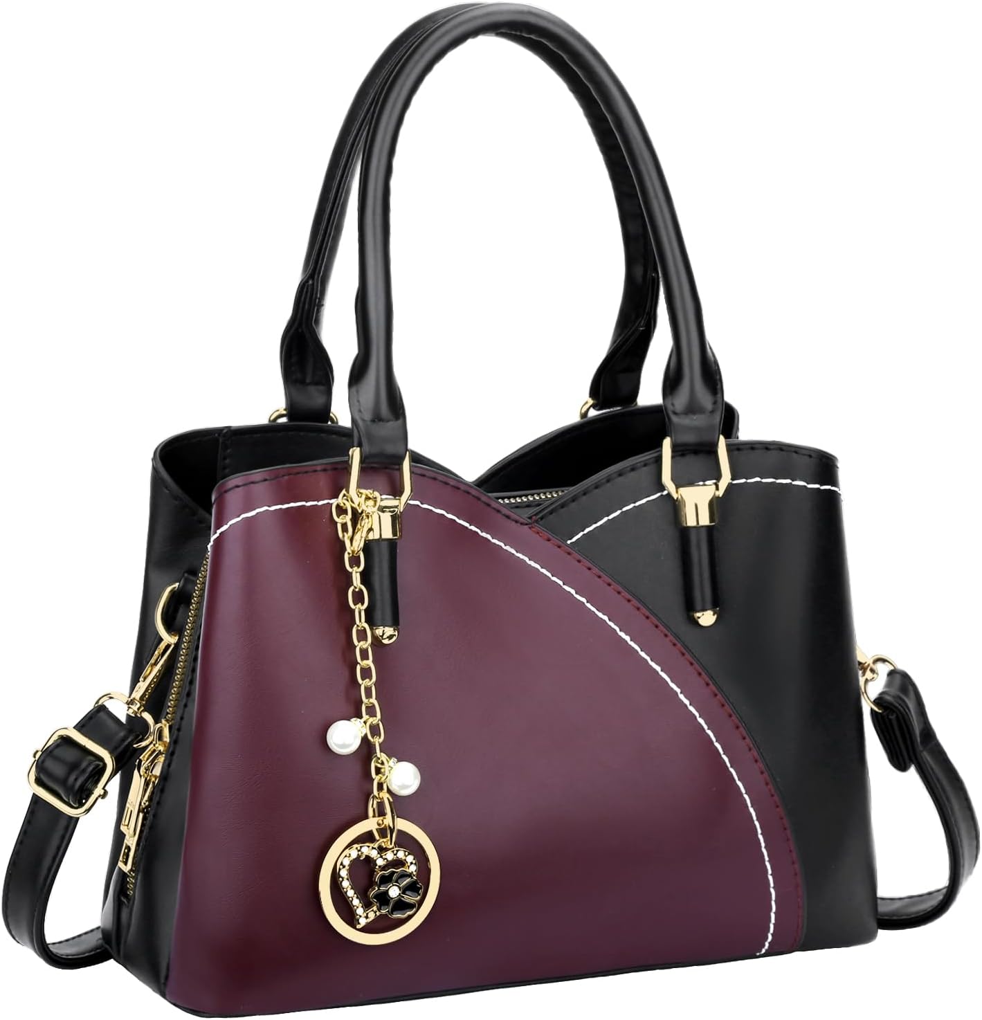 Triple-Compartment Satchel Handbag