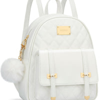 Quilted Mini Backpack Purse (White)