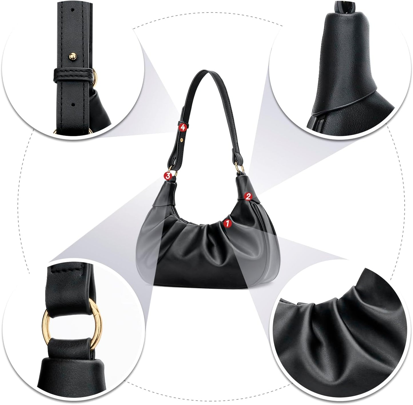 Crescent Ruched Shoulder Bag