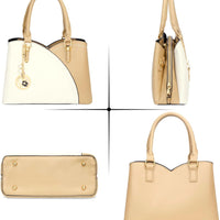 Triple-Compartment Satchel Handbag