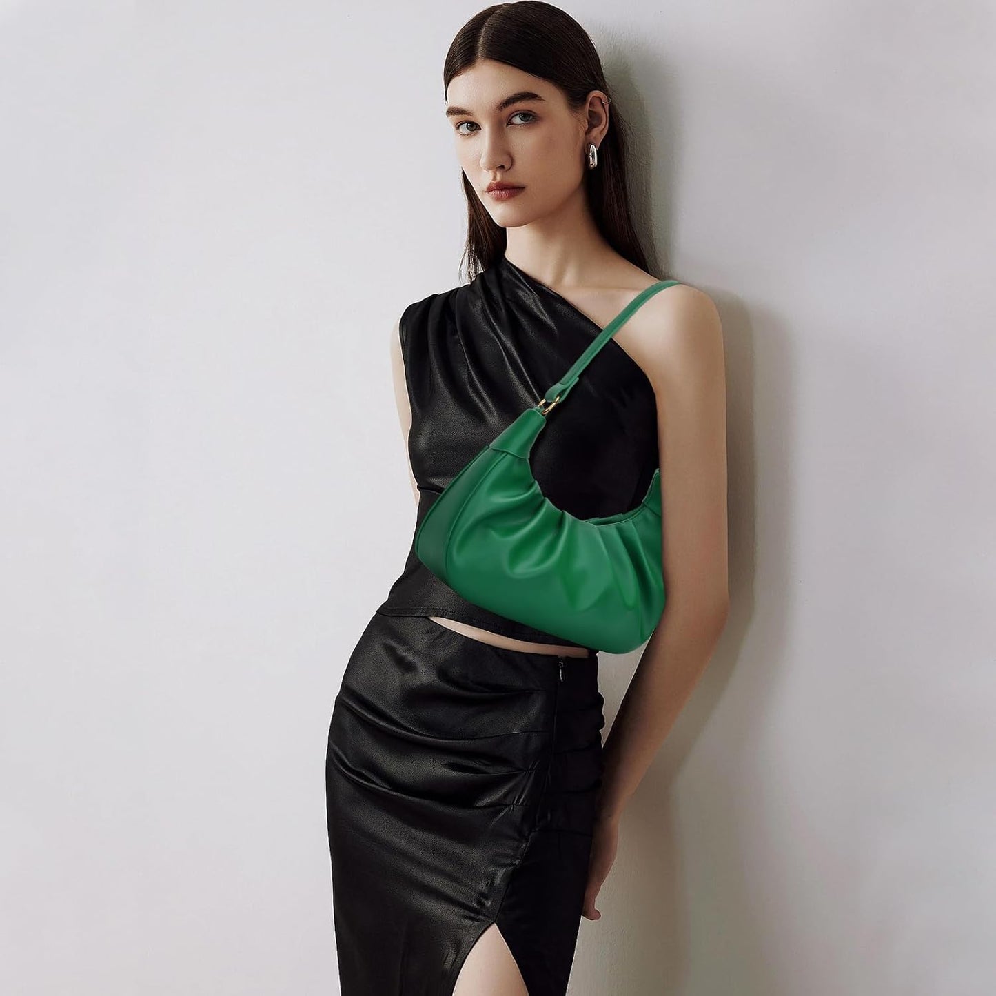 Crescent Ruched Shoulder Bag