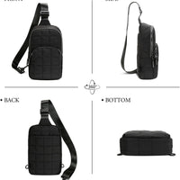 Quilted Puffer Sling Crossbody (Black)