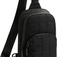 Quilted Puffer Sling Crossbody (Black)