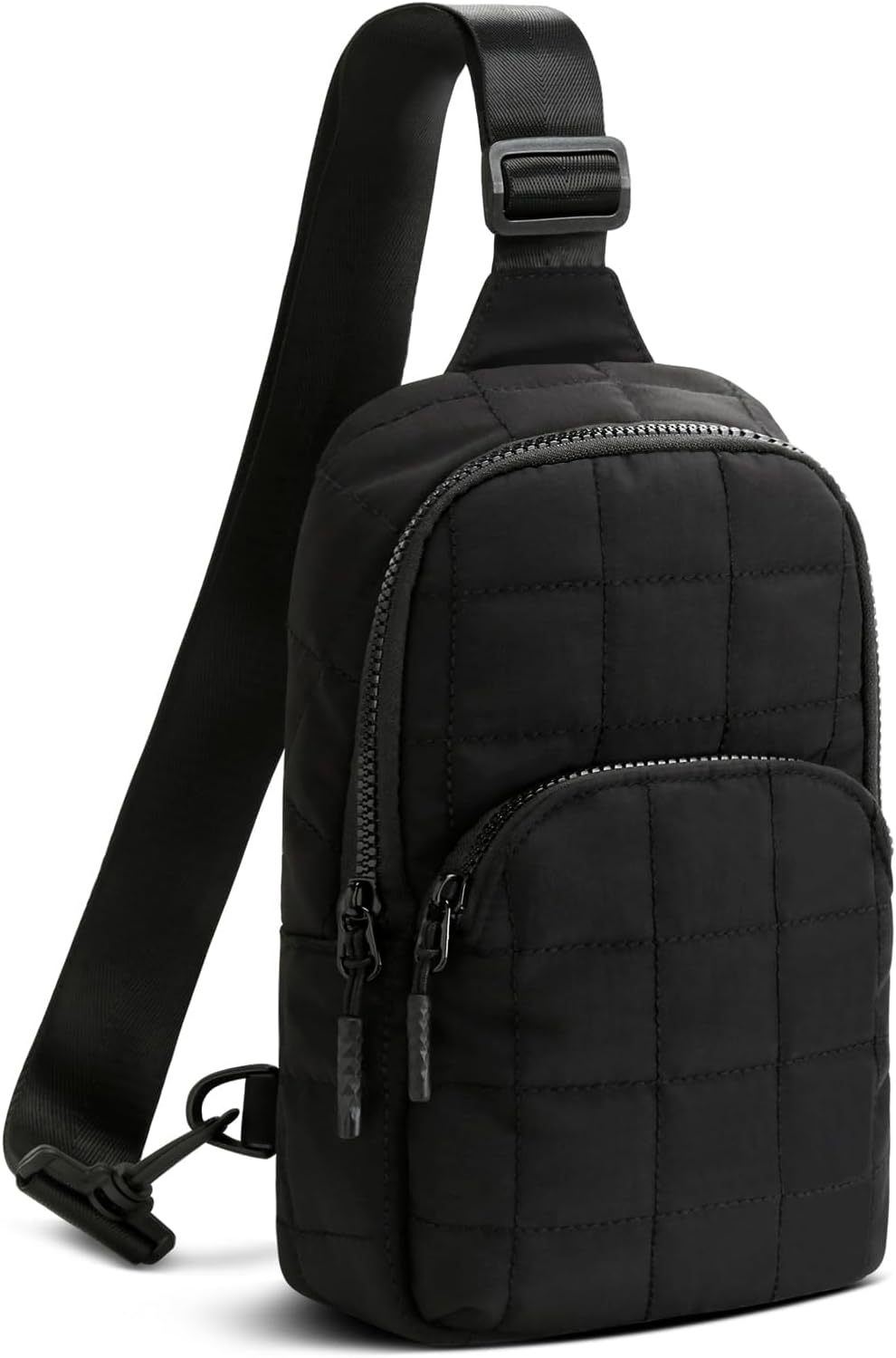Quilted Puffer Sling Crossbody (Black)