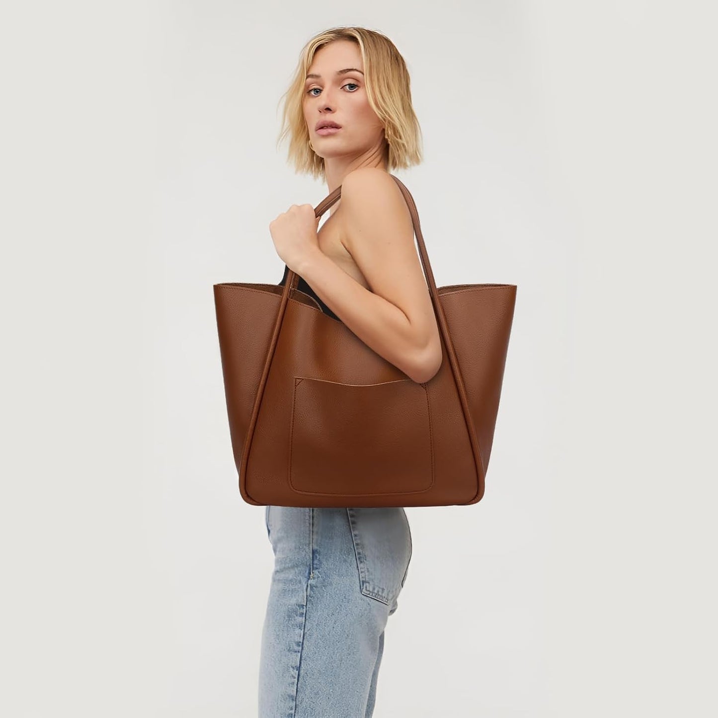 Large Vegan Leather Tote Bag