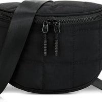Quilted Puffer Sling Fanny Pack (Black)