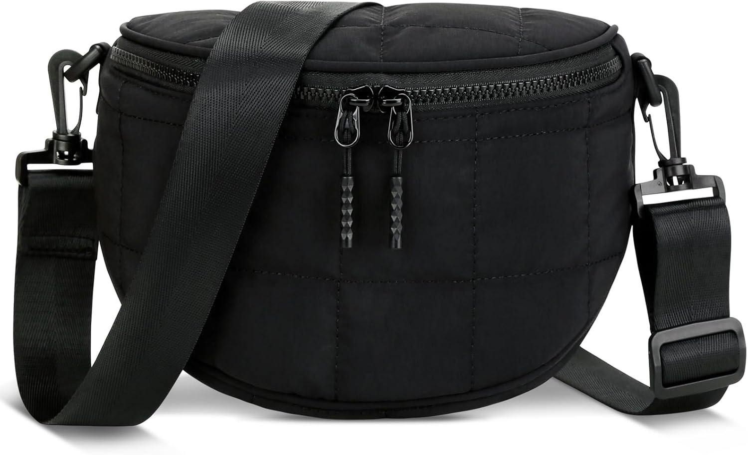 Quilted Puffer Sling Fanny Pack (Black)