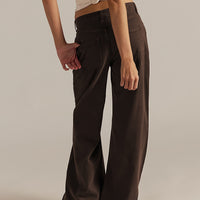 Y2K Retro Mid-Rise Dark Brown Wide-Leg Jeans