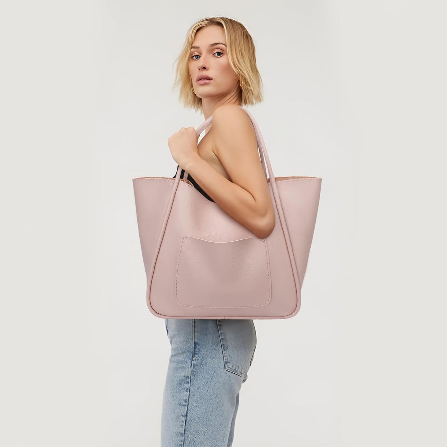 Large Vegan Leather Tote Bag
