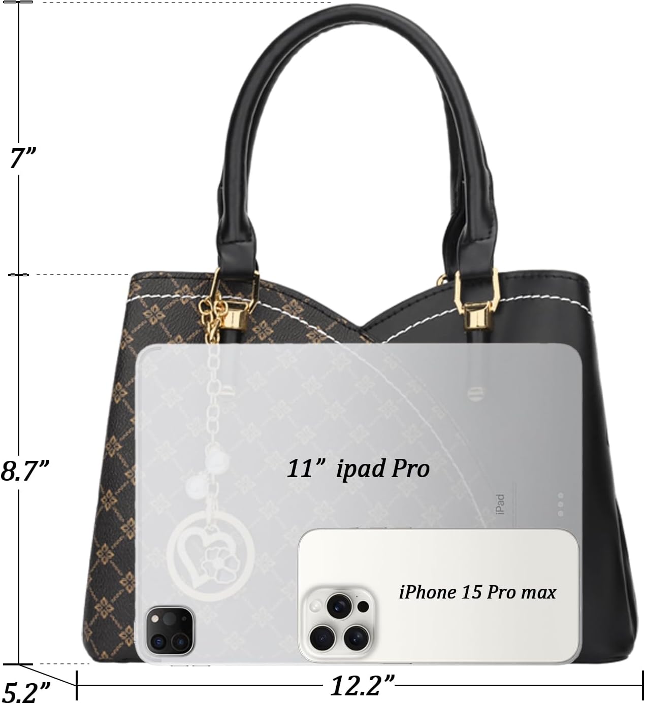 Triple-Compartment Satchel Handbag