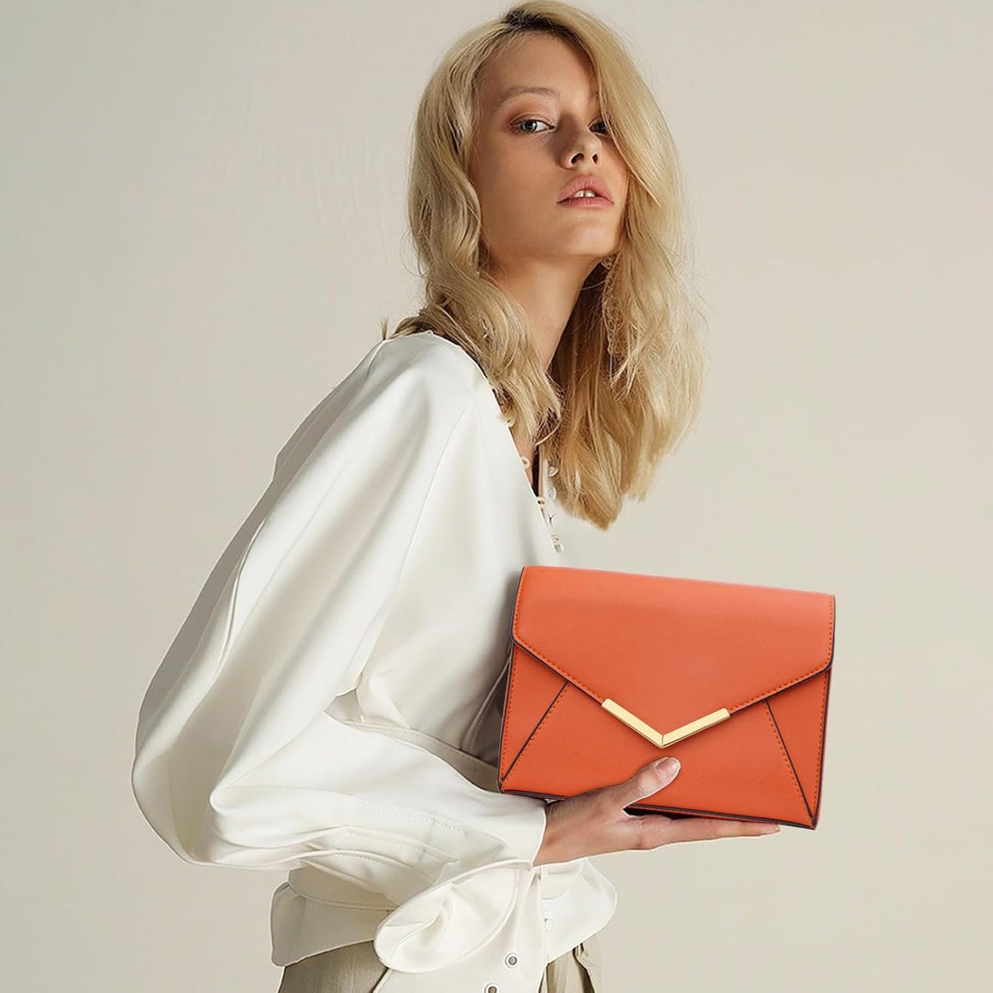 Faux Leather Envelope Clutch