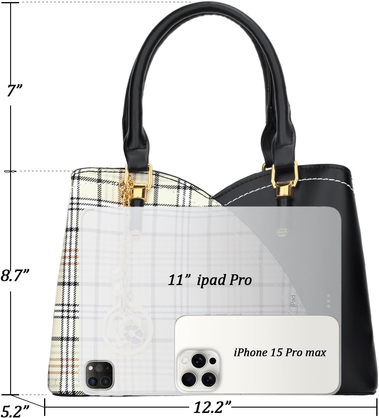 Triple-Compartment Satchel Handbag