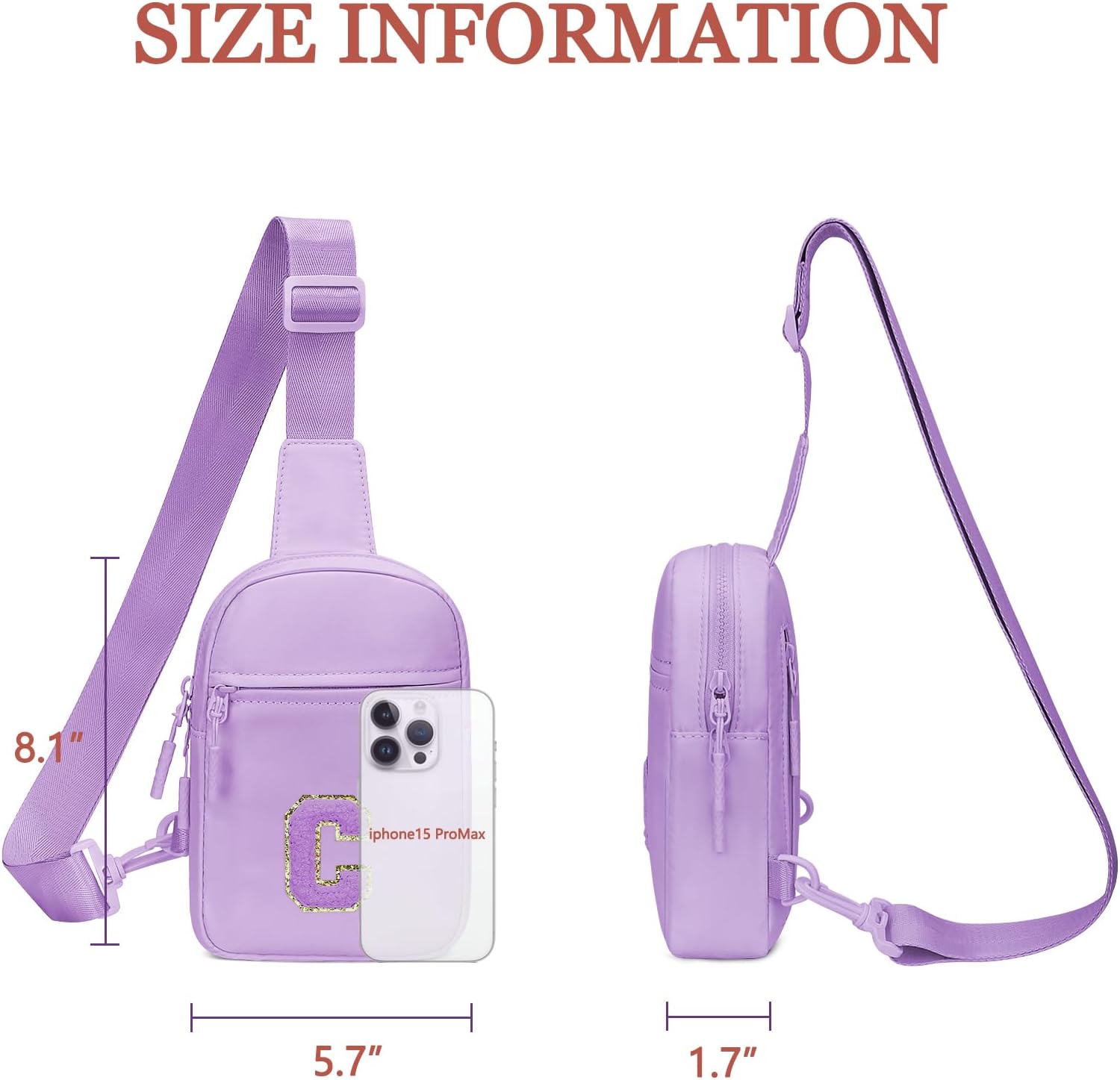 Girls Initial Sling Crossbody Bag