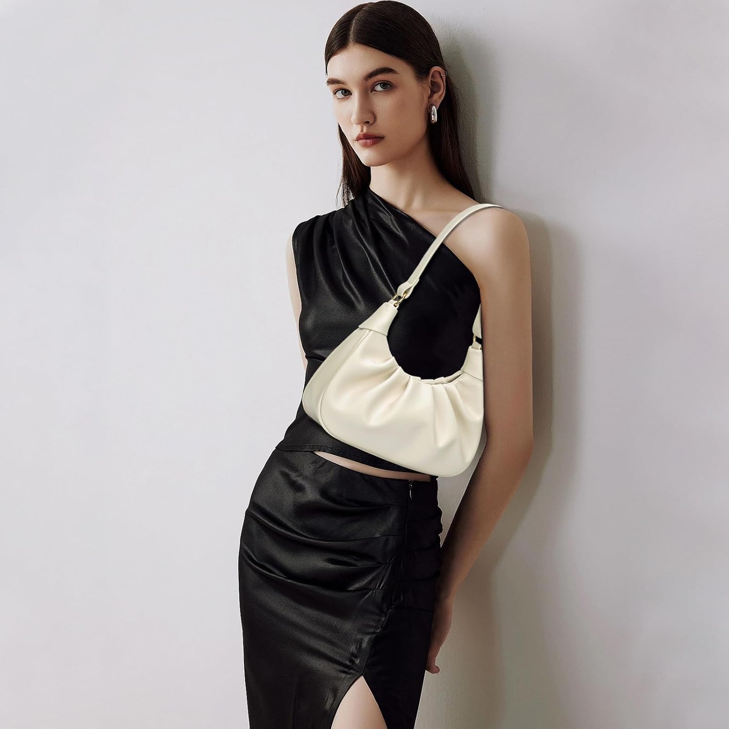 Crescent Ruched Shoulder Bag