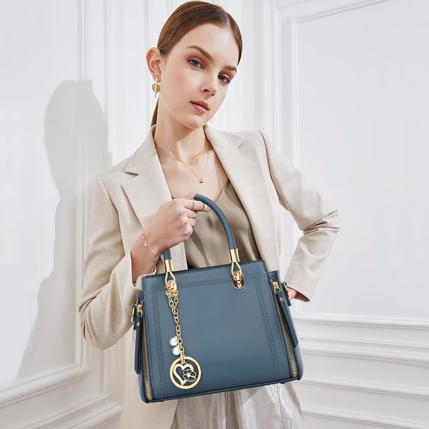 Vegan Leather Satchel Handbag