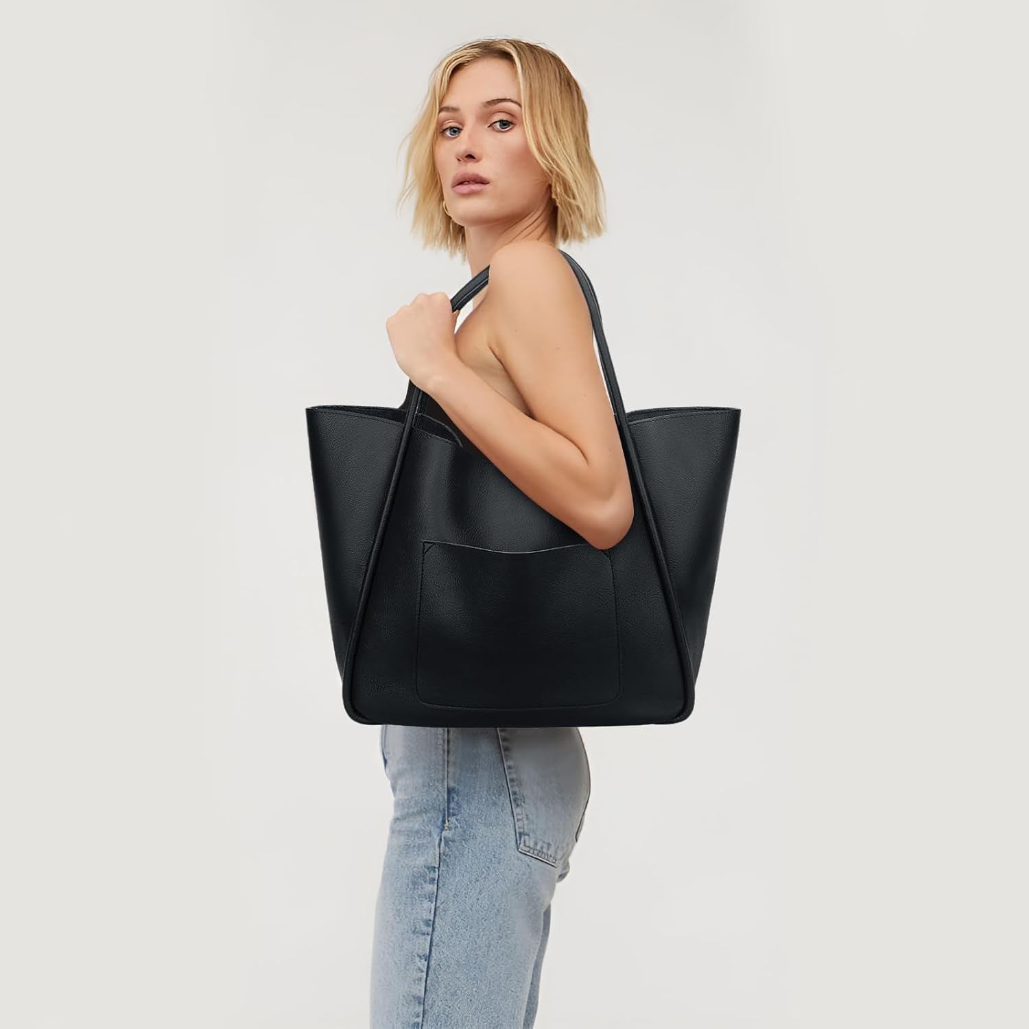 Large Vegan Leather Tote Bag