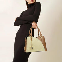 Triple-Compartment Satchel Handbag