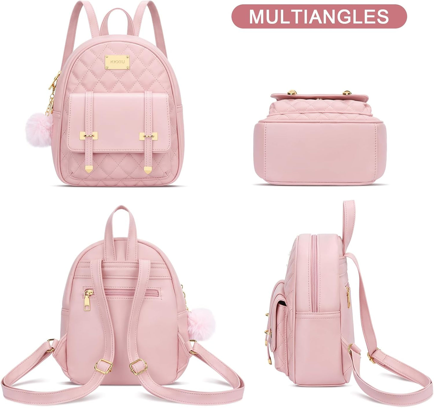 Quilted Mini Backpack Purse (White)