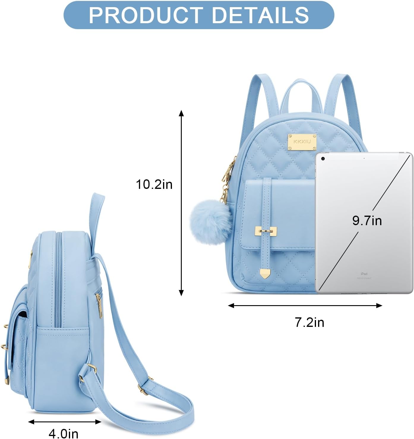 Quilted Mini Backpack Purse (White)