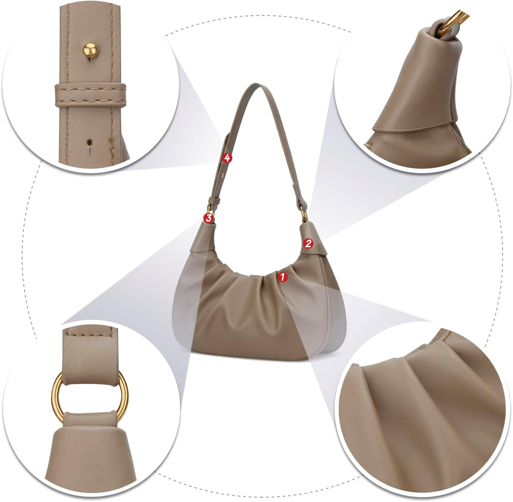 Crescent Ruched Shoulder Bag