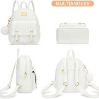 Quilted Mini Backpack Purse (White)