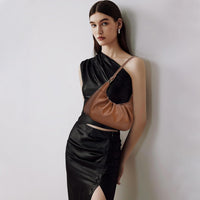 Crescent Ruched Shoulder Bag