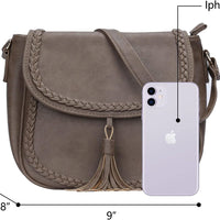 Tassel Flap Saddle Crossbody Bag