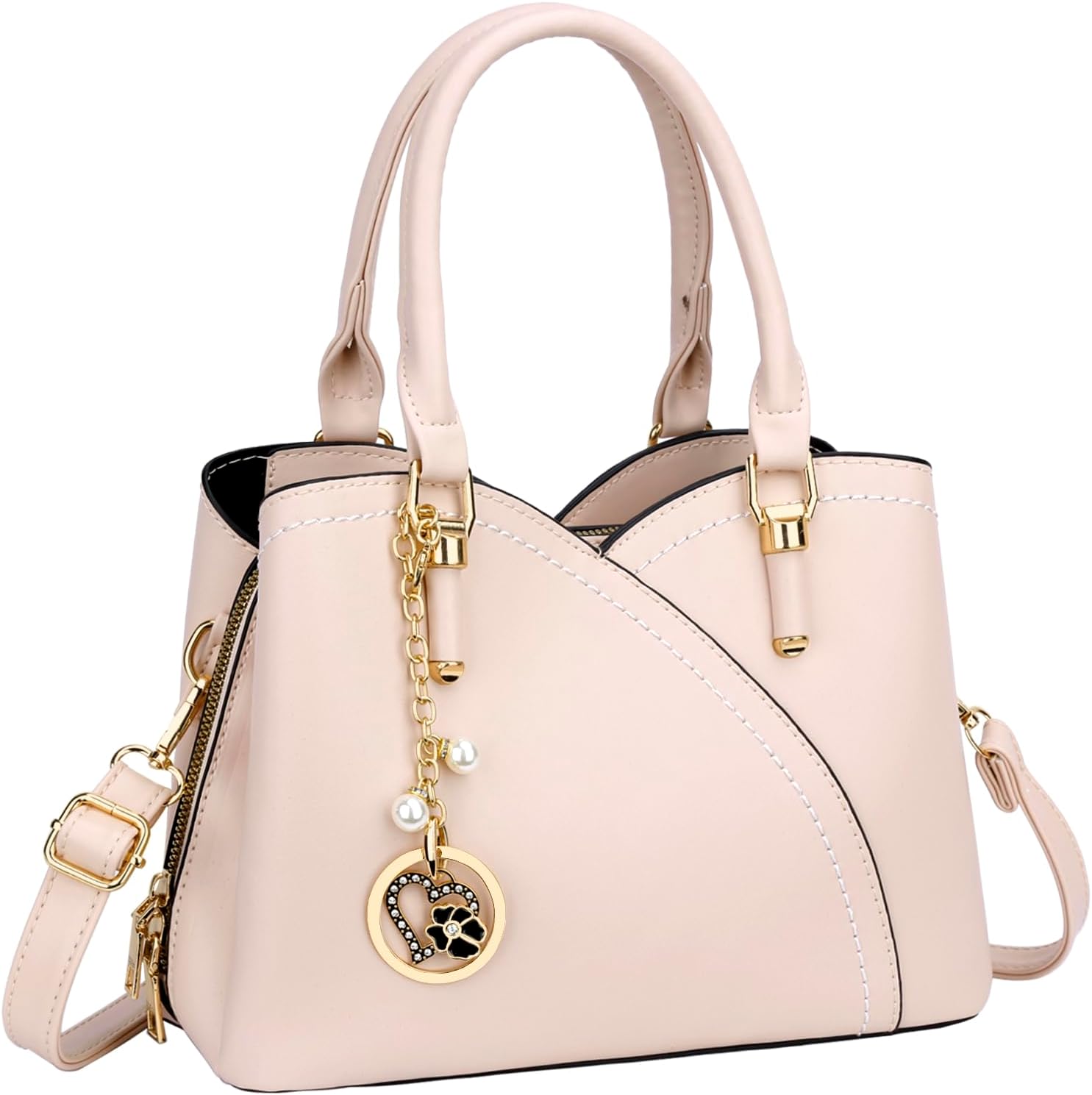 Triple-Compartment Satchel Handbag