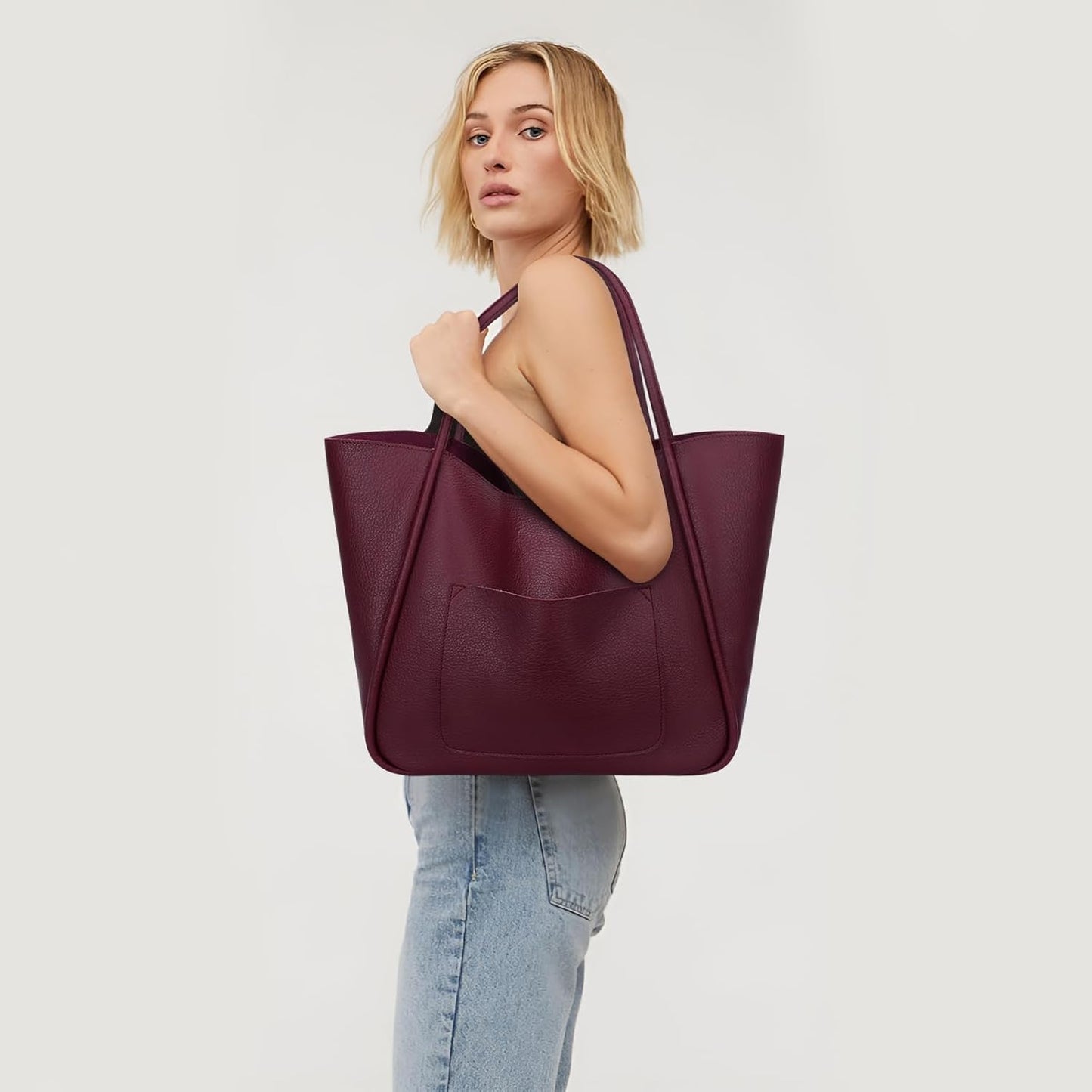 Large Vegan Leather Tote Bag