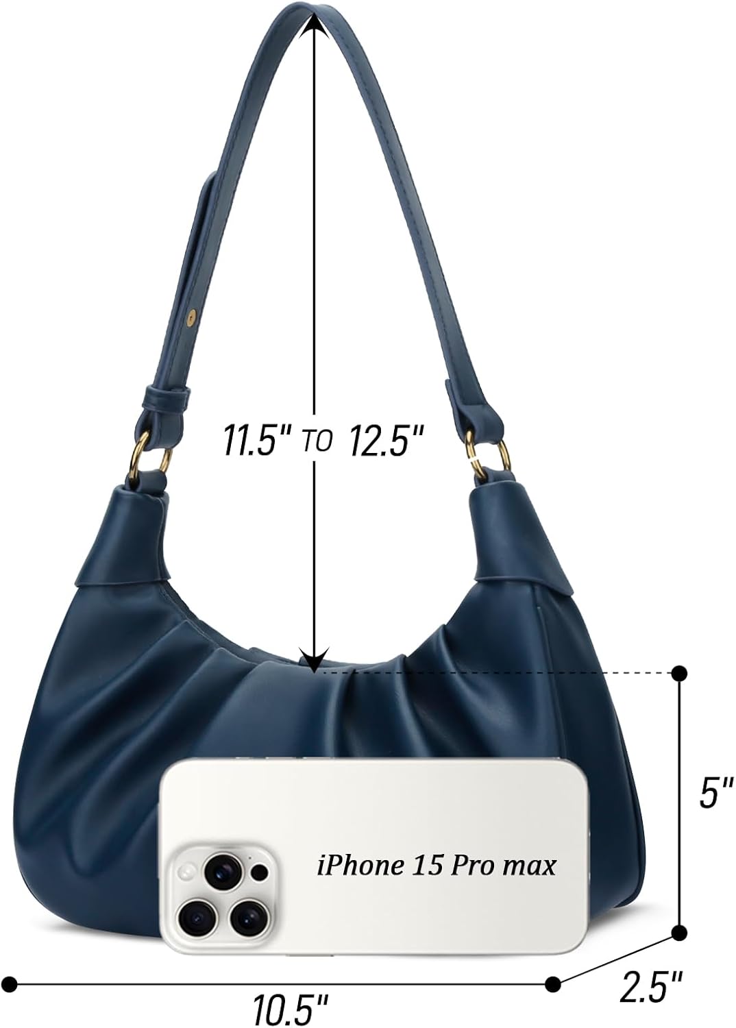 Crescent Ruched Shoulder Bag