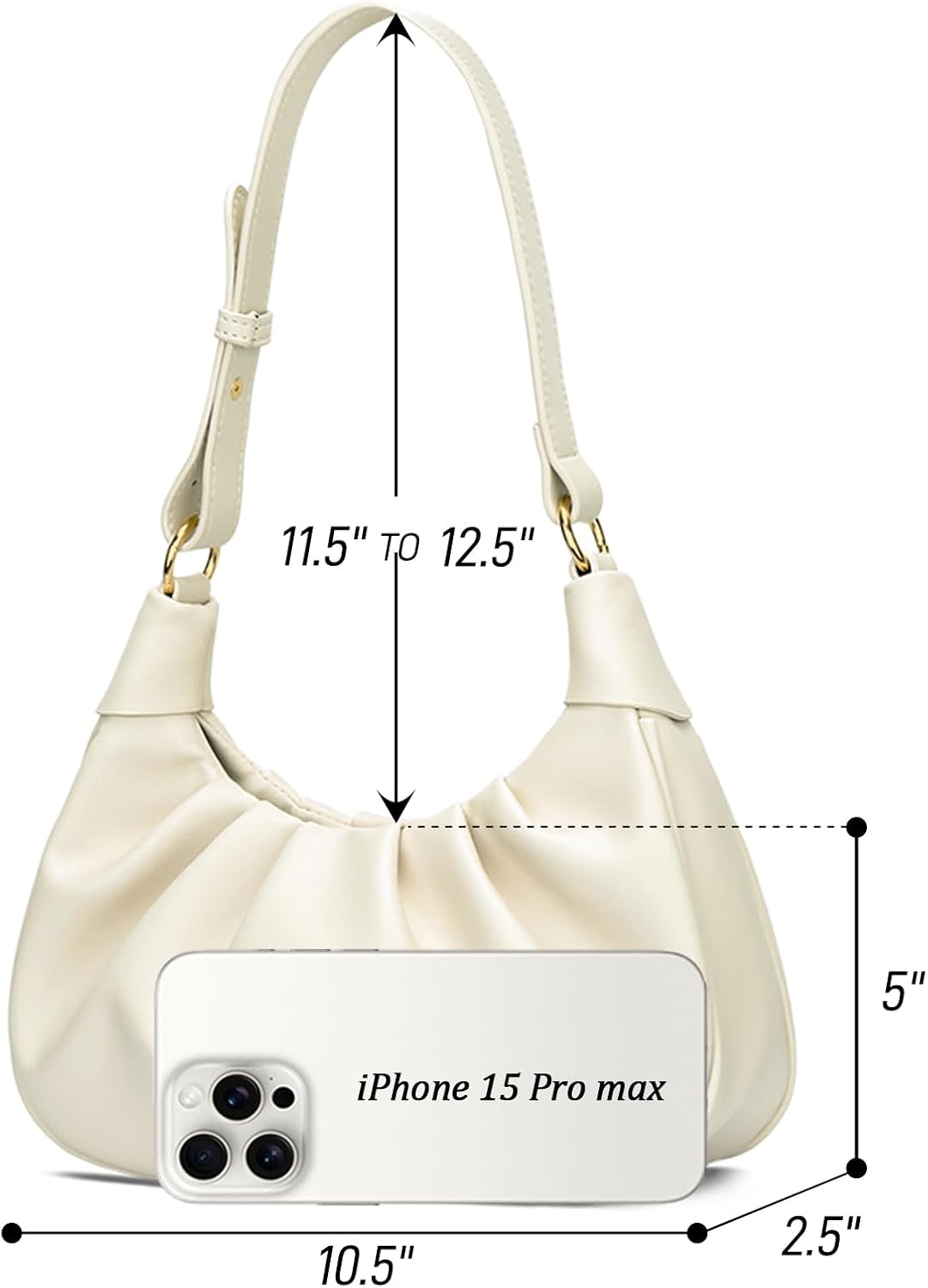 Crescent Ruched Shoulder Bag