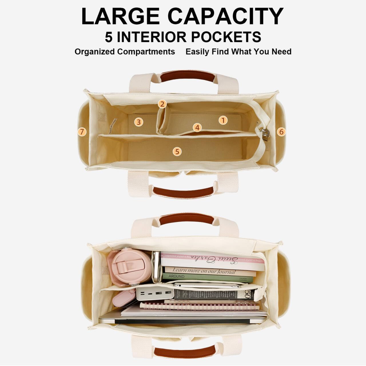 Large Canvas Tote Crossbody Bag